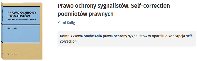 Prawo ochrony sygnalistów. Self-correction podmiotów prawnych