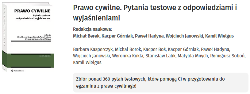 Prawo cywilne. Pytania testowe z odpowiedziami i wyjaśnieniami