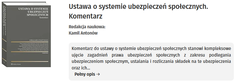 Ustawa o systemie ubezpieczeń społecznych. Komentarz