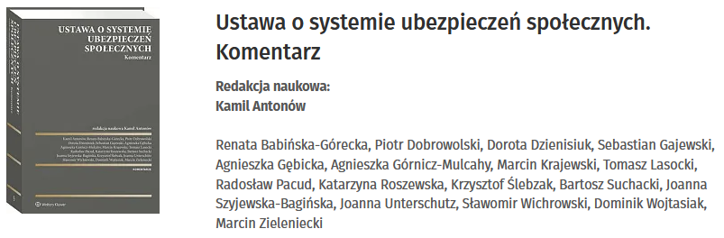 Ustawa o systemie ubezpieczeń społecznych. Komentarz