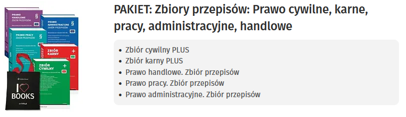 PAKIET: Zbiory przepisów: Prawo cywilne, karne, pracy, administracyjne, handlowe